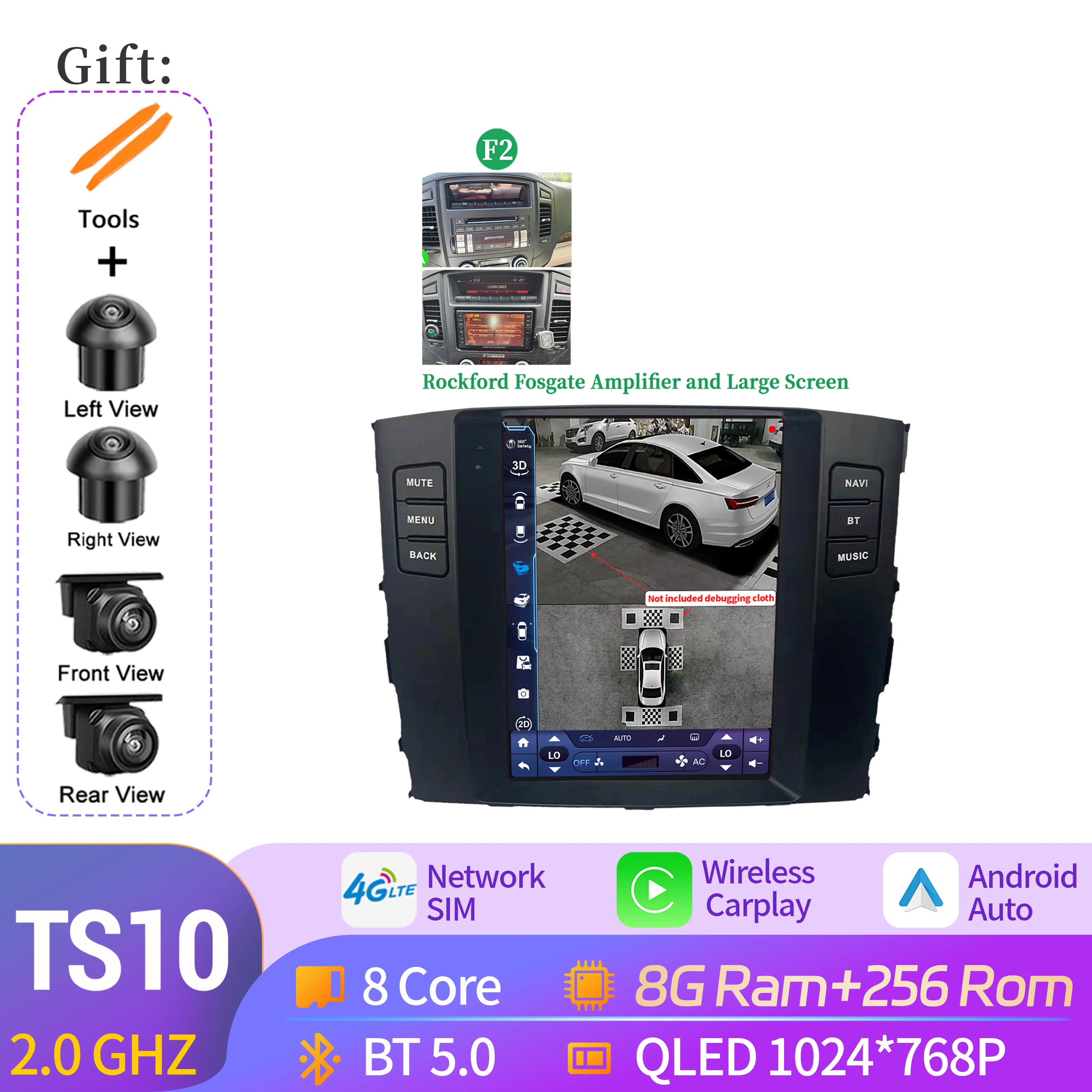 

9,7 дюйма для Mitsubishi Pajero 4 V80 V90 2006-2014, автомобильный радиоприемник, навигация для автомобильного мультимедийного плеер, навигация, Android 14, QLED экран