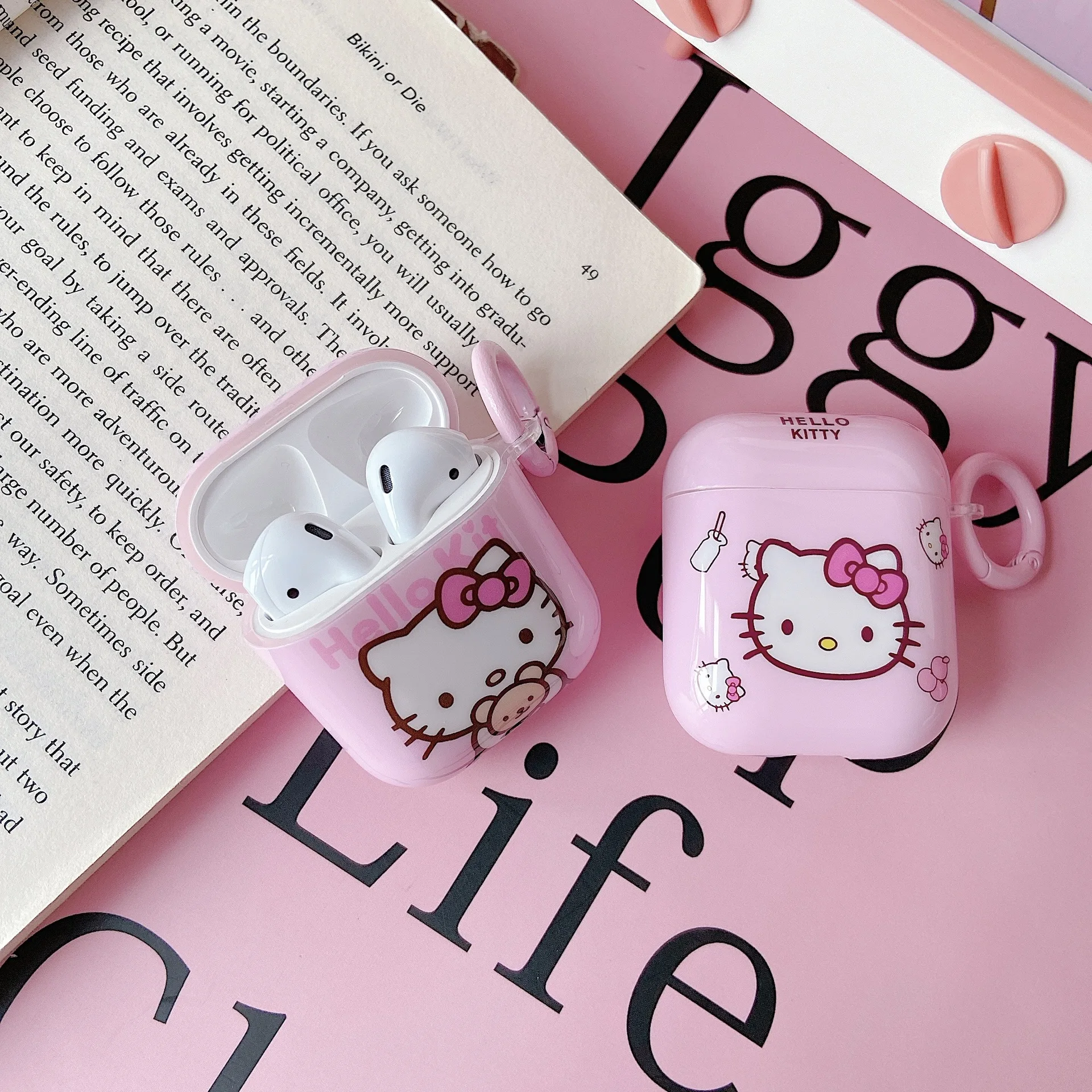 

Sanrio Hello Kitty AirPods Pro Protective Case Cartoon Pink KT Cat Silicone Apple Bluetooth Headset Soft Case Protective Cover