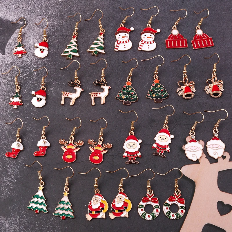 Aihua новые модные рождественские серьги Рождественская елка олень колокольчик