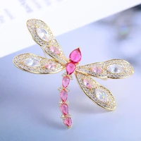 copper inlaid zircon corsage new dragonfly brooch fashion temperament pin shawl coat jewelry high end luxury accessories