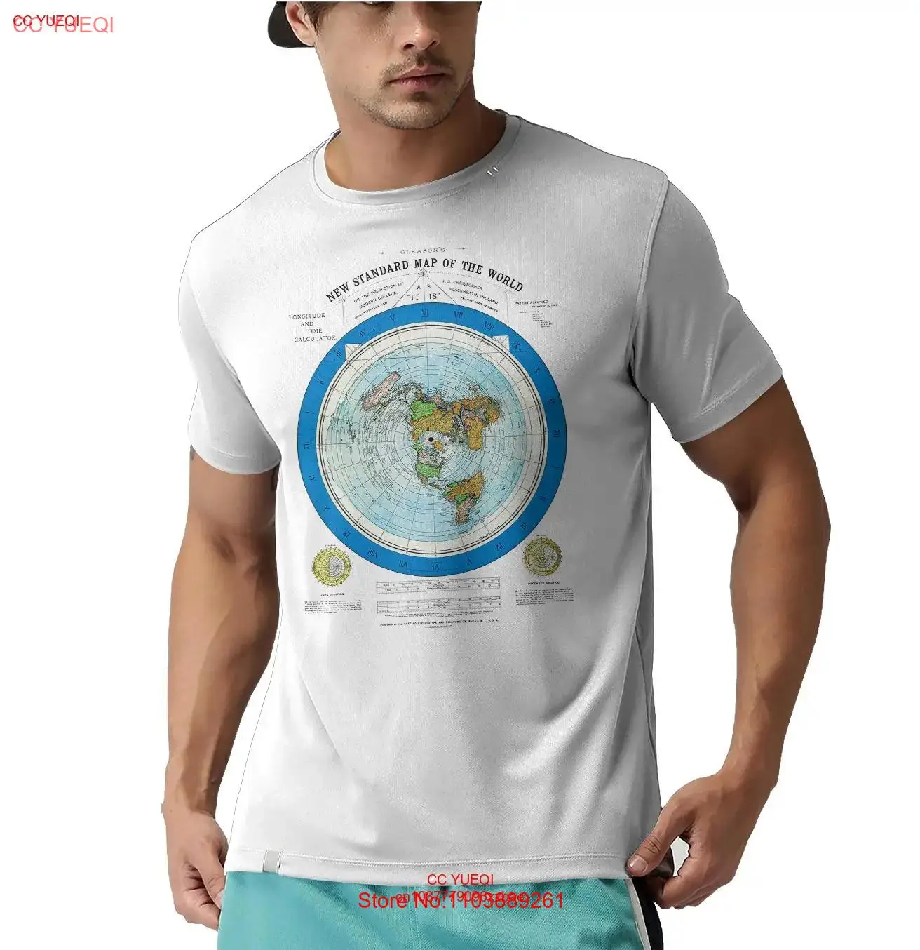 Футболка с изображением плоской земли в винтажном стиле AE Gleason Map Azimuthal