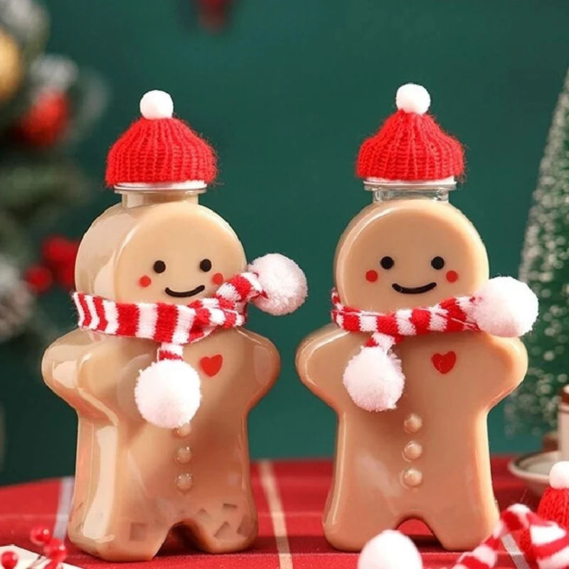 

Cute Gingerbread Man Drinking Cup Portable Shaker Drink Bottle Kitchen Milk Tea Water Bottle Home Couple Christmas Bottle Gifts