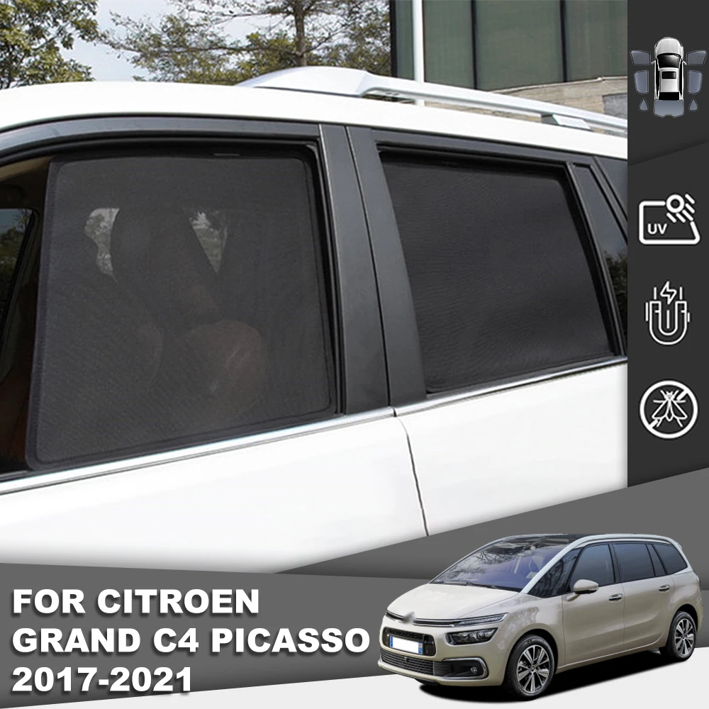 

For CITROEN C4 Grand Picasso II 2013-2020 Car Sunshade Magnetic Front Windshield Mesh Curtain Rear Side Window Sun Shade Visor
