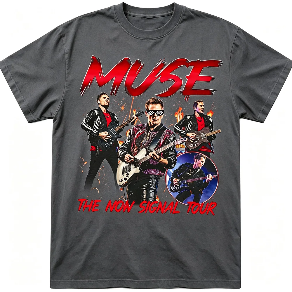 Фото Футболка унисекс Muse Band в стиле рок-метал, американский уличный винтаж, летняя повседневная, с коротким рукавом №4