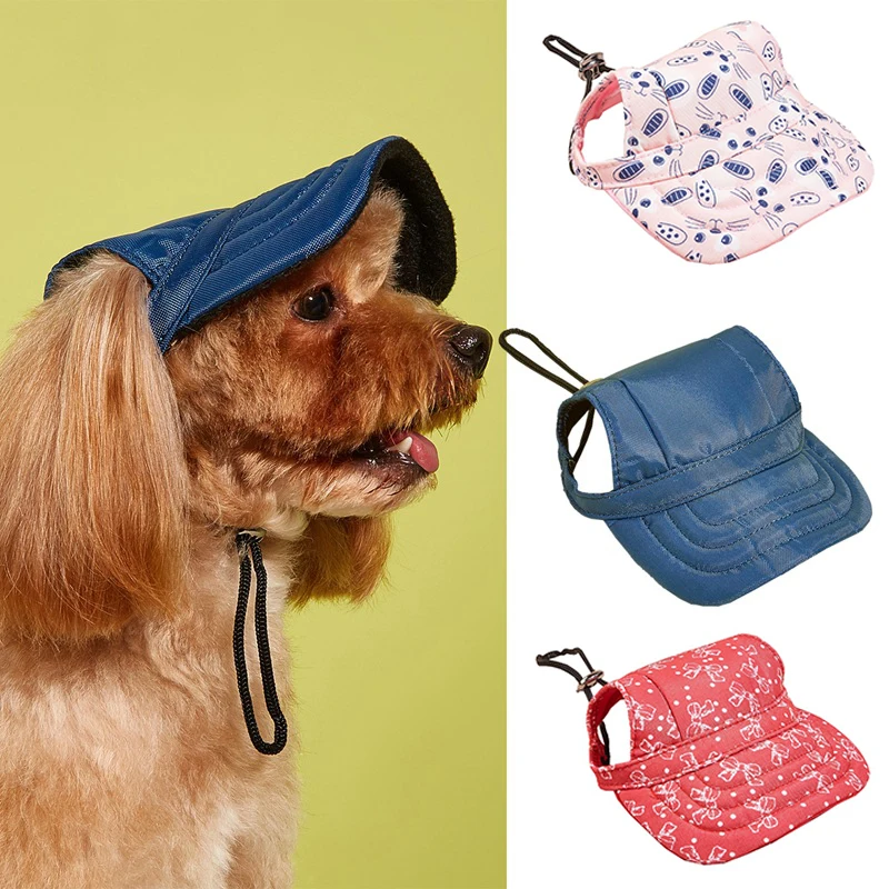 

Pet Dog Baseball Cap With Ear Holes Windproof Travel Soft Sports Canvas Sun Hats For Puppy Outdoor Sunscreen Accessories