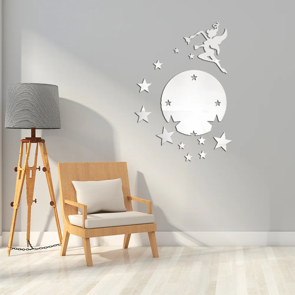 

Mirror Wall Decal Acrylic Mural Decor Sign Kids Shower Morden Mounted 3D Laundry Decals Cute Room Girl Fairy Bedroom Room decor
