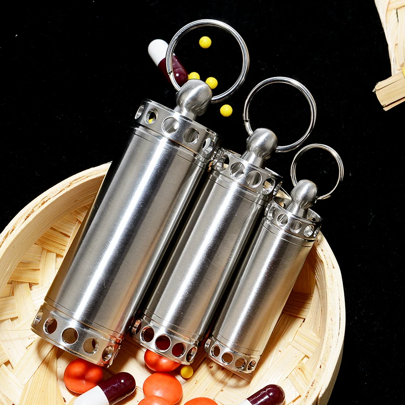 Мини-контейнер для таблеток из нержавеющей стали герметичный водонепроницаемый