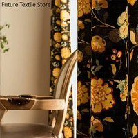 american pastoral cotton and linen retro black printed curtains for living room bedroom dining room partition curtain