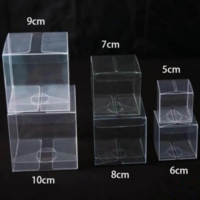 Square Clear PVC Boxes Gift Packaging Box for Candy/Chocolate/Toys/Jewelry/ Display Storage Wedding Party Favor Gift Packing Box