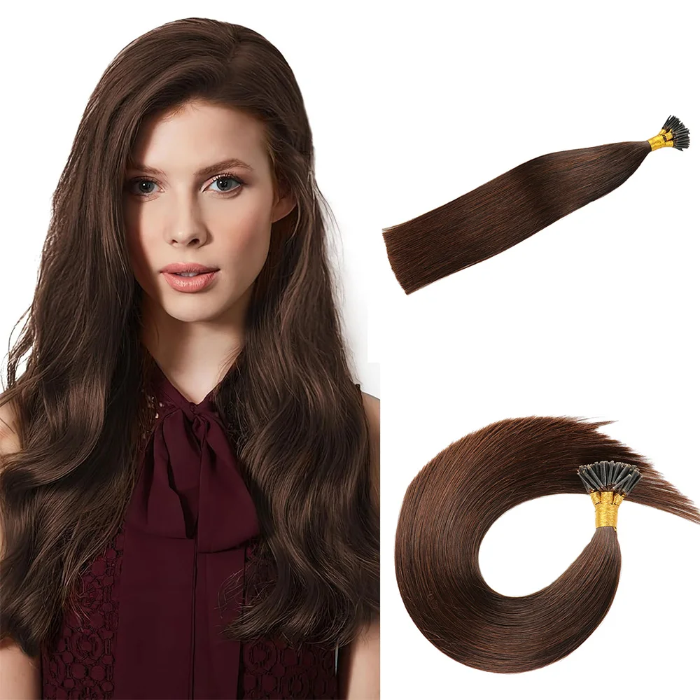 Натуральные накладные волосы I Tip кератиновые натуральные человеческие для