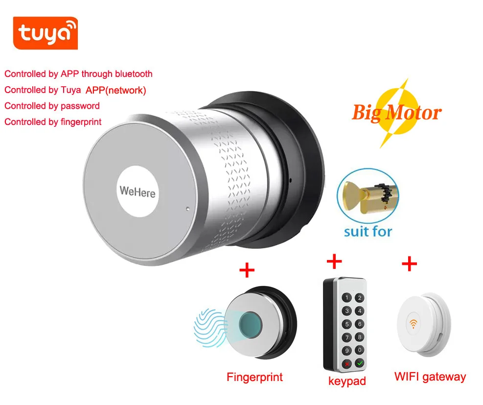

Wehere M531 Tuya Smart Door Lock Konb Cylinder Fingerprint Smart Lock Bluetooth Wireless Door Lock Smart Home Network Control