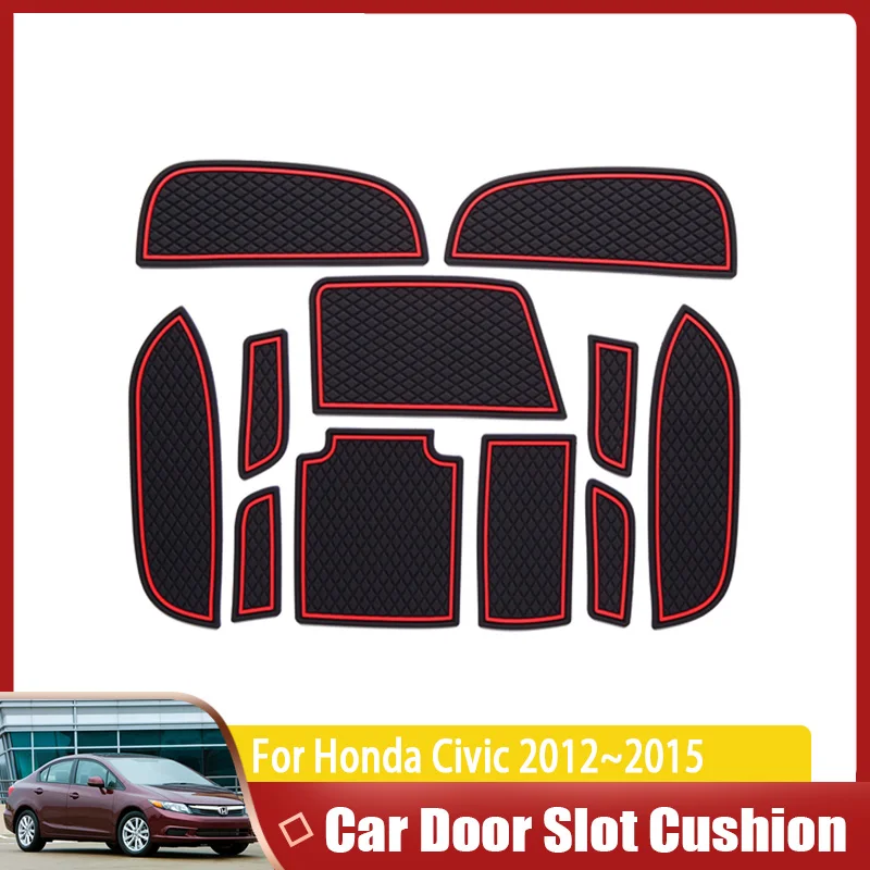 

Car Anti-dirty Door Groove Mats For Honda Civic MK9 1.8L 2.0L 2012~2015 Auto Styling Stickers Gate Slot Cup Mat Car Accessories