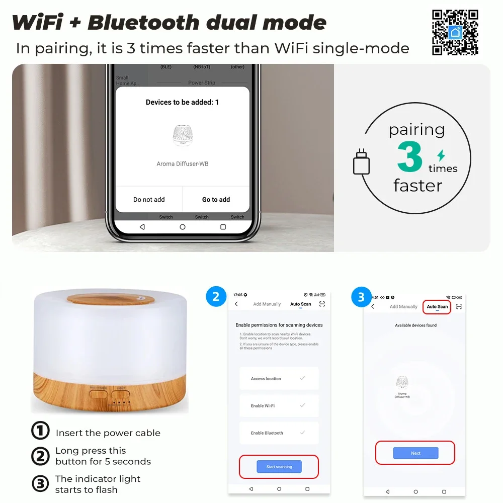 Inteligentny nawilżacz powietrza Tuya Wifi 500 мл Bezprzewodowy dyfuzor olejowy Kontrola aplikacji Mist Maker z Alexa Google Home Dyfuzor