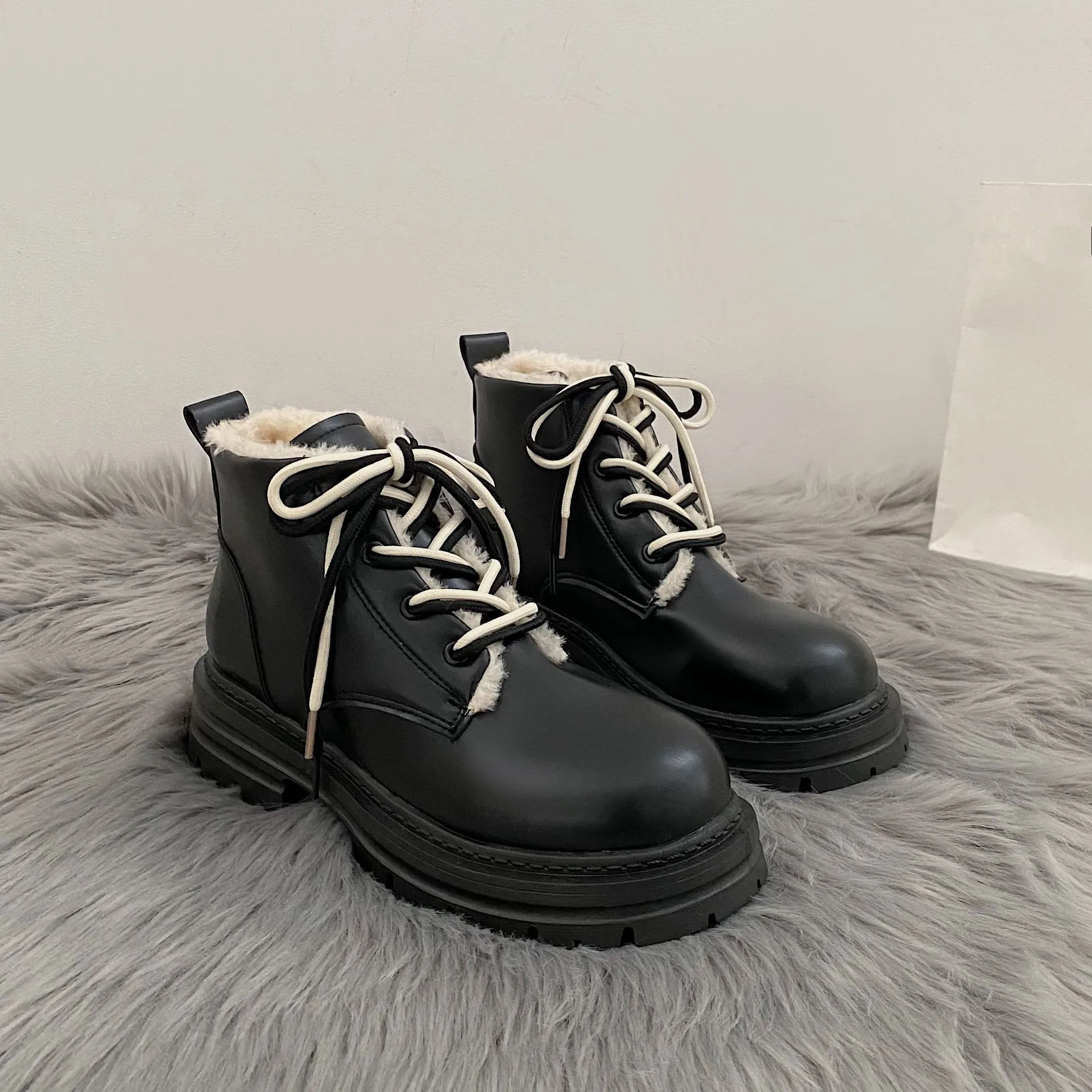 

Женские резиновые сапоги, сапоги на платформе, простые сапоги из искусственной кожи на среднем каблуке