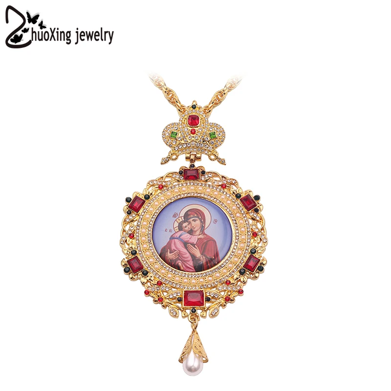 

Virgin Mary Orthodox Necklace Pendant Russian Jesus Crucifix Orthodox Cross Christian Religious Catholic Church Items Jewelry