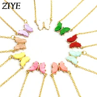 elegant candy colors butterfly charms necklaces for women resin insect charm pendant chain necklaces jewelry girl gift wholesale