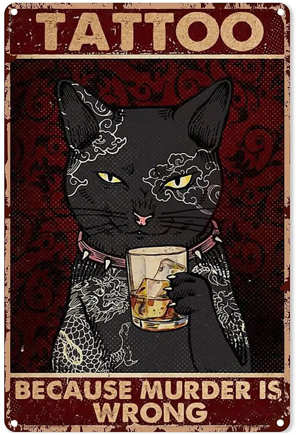 

Vintage Tin Signs Bathroom Tattoo Cat Because Murder Is Vintage Sign for Indoor Outdoor Farmhouse Coffee Shop posters