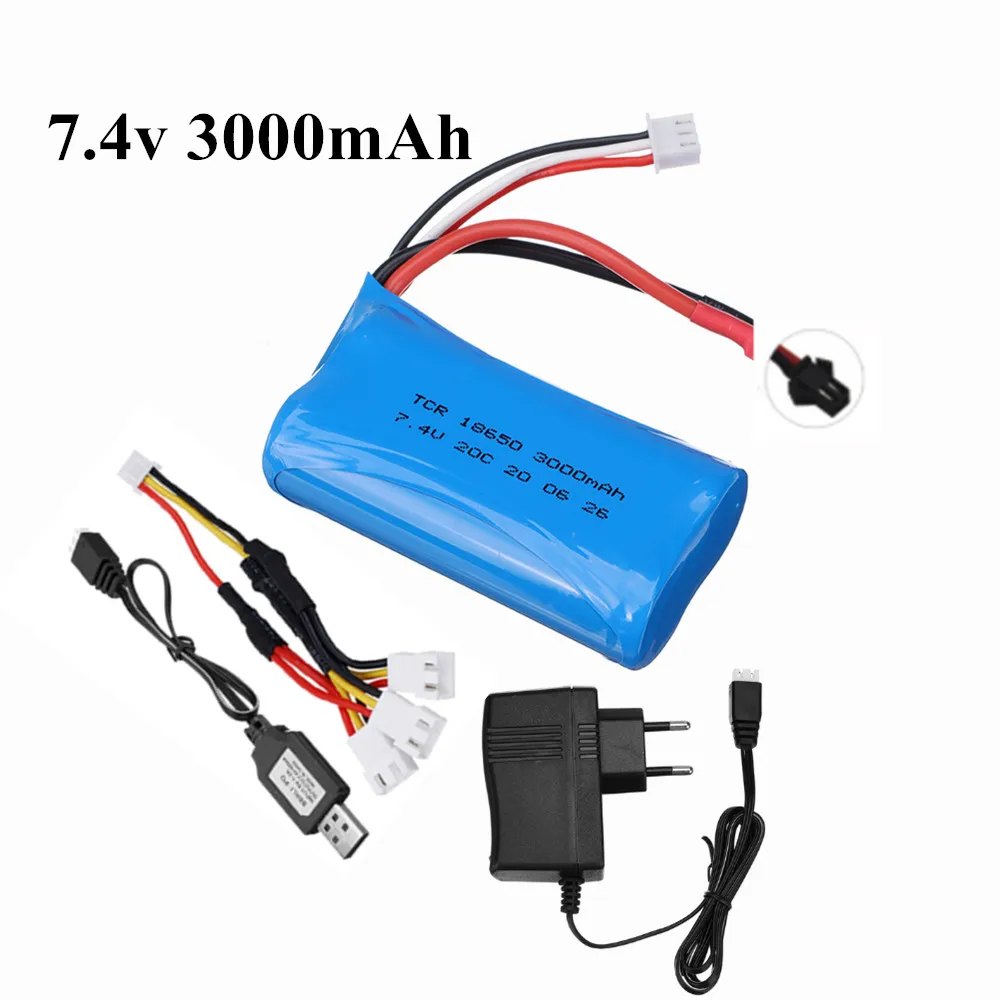 Аккумулятор 18650 2s 7,4 в 3000 ма ч, для моделей WPL, MN99S, D90, U12A, S033g, Q1, H101, для лодок, дронов