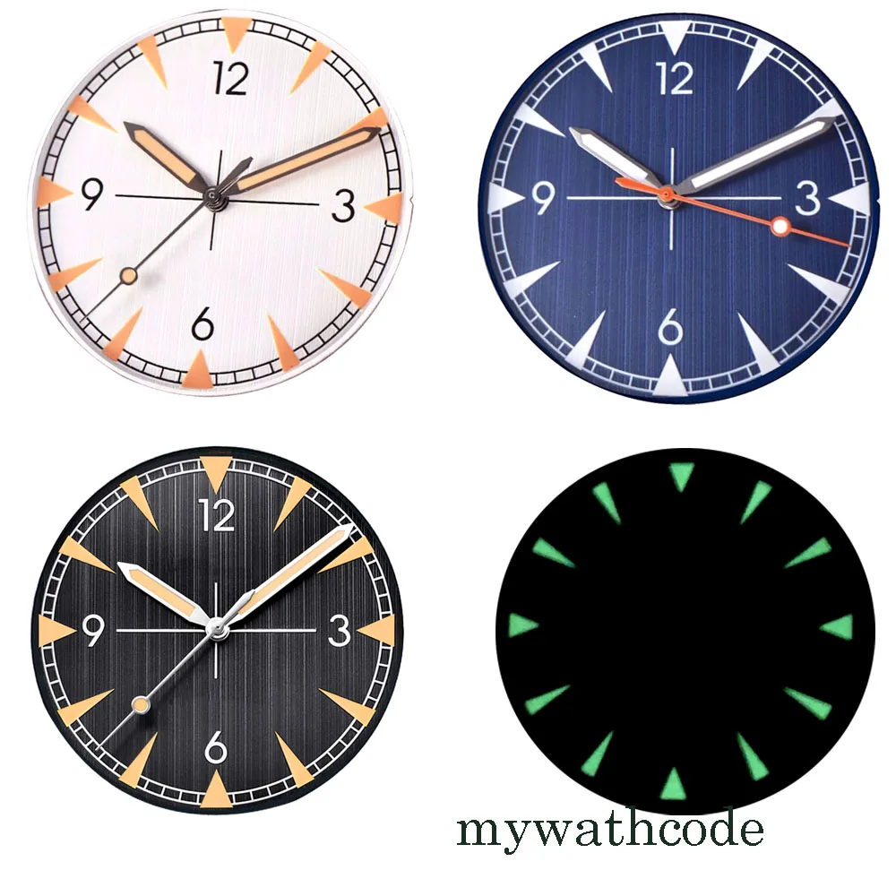 

33.4mm Black White Blue Sterile No Logo Green Luminous Dial Hands Fit NH35A NH36A MIYOTA 8215 821A ST1612 Mingzhu 2813 Movement