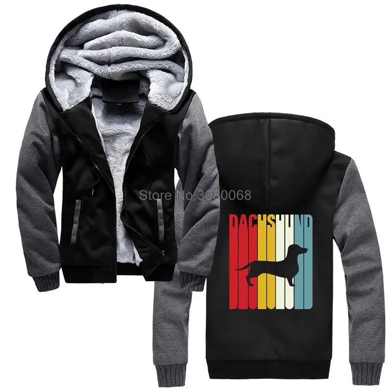 

Dachshund Silhouette Cool Dog Dachshund Winter Men Thicken Hoodies Hooded Coat Sweatshirt Streetwear