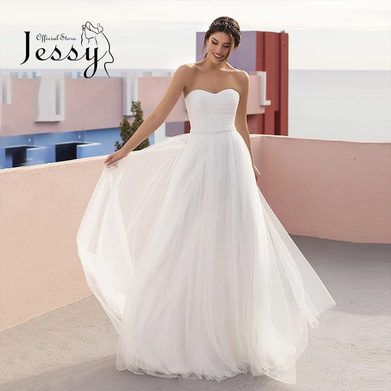 

Sexy Elegant Wedding Dress With Tulle And Boat Neck Tie Card Shoulder Strap High Slit Side Bridal Gown Large Size Customization