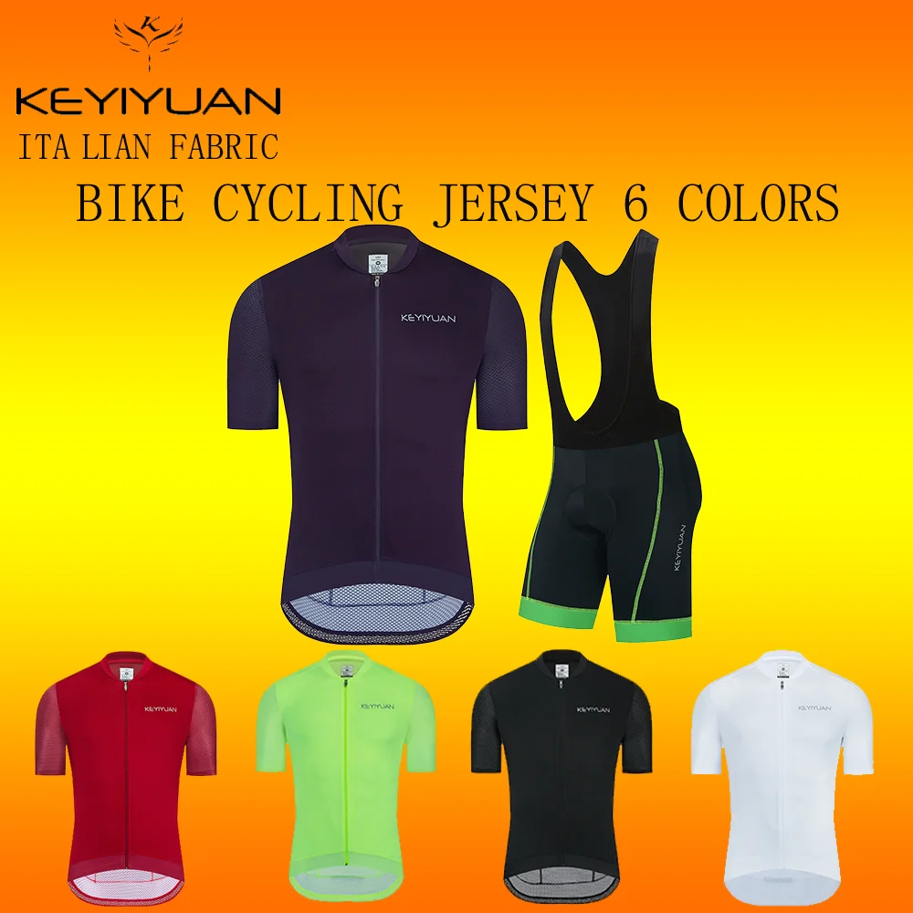 

KEYIYUAN 2023 High Quality Fabric Summer Pro Team Short Sleeve Jersey Race Cycling Jersey Set Bicycle Slim Cycling Clothes