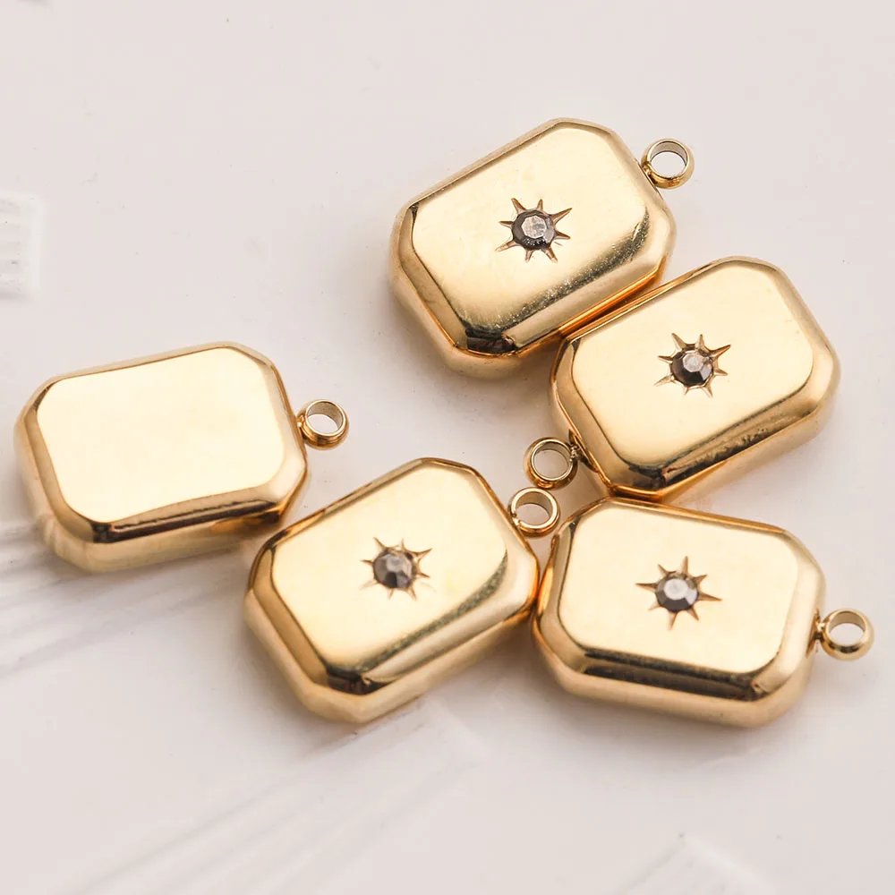 

5pcs Exquisite Drop Charms Gold-Plate Stainless Steel Square Waterdrop Earring Dangles Pendants Jewelry Making DIY Fashion DIY