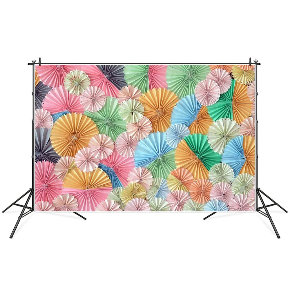 

Colorful Round Paper Flowers Wall Photography Backgrounds Baby Party Photozone Photocall Photographic Backdrops For Photo Studio