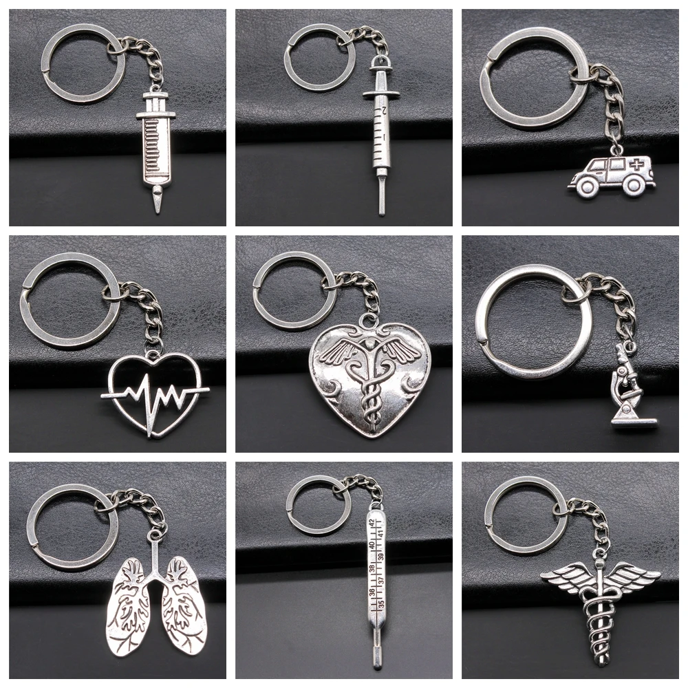 Шприц для медсестер врачей стетоскоп эмблема лёгкий брелок ключей ювелирное