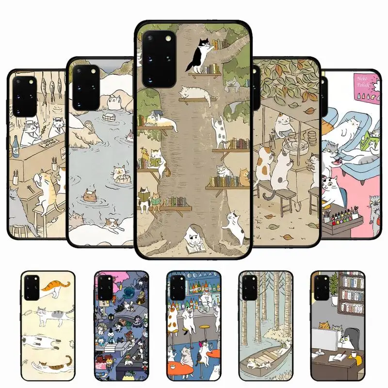 

Japanese Cat Phone Case for Samsung S10 21 20 9 8 plus lite S20 UlTRA 7edge