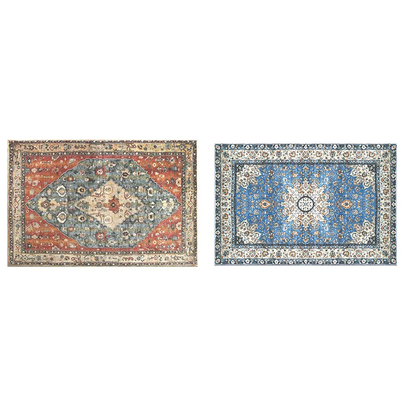 

JHD-Distressed Entryway Rug Doormat Bohemian Faux Wool Floor Carpet For Indoor Front Entrance Kitchen Bathroom