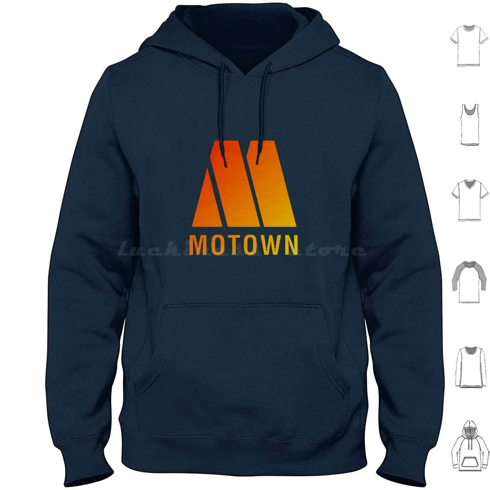 Motown Records-Logo Hoodies Long Sleeve Motown Records Logo Vinyl Label Music Soul Detroit Marvin Northern Soul Cool
