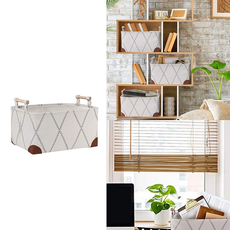 

Корзины для хранения с деревянными ручками, корзины для хранения игрушек, корзины для хранения домашнего офиса, стойки для хранения одежды