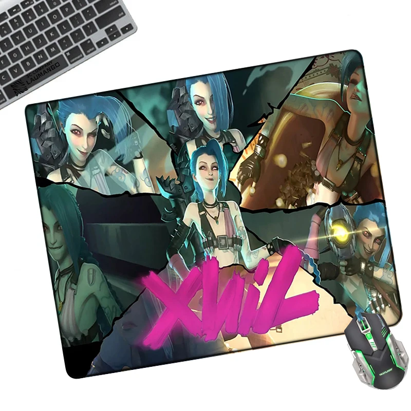 

Персонализированный коврик для мыши League Of Legends Jinx, компьютерный коврик, Мультяшные игровые настольные аксессуары для геймеров, маленький ко...