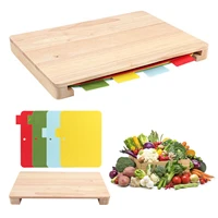 wood cutting board 4 color coded flexible cutting mats with food icons set non slip bpa free chopping board mats for kitchen