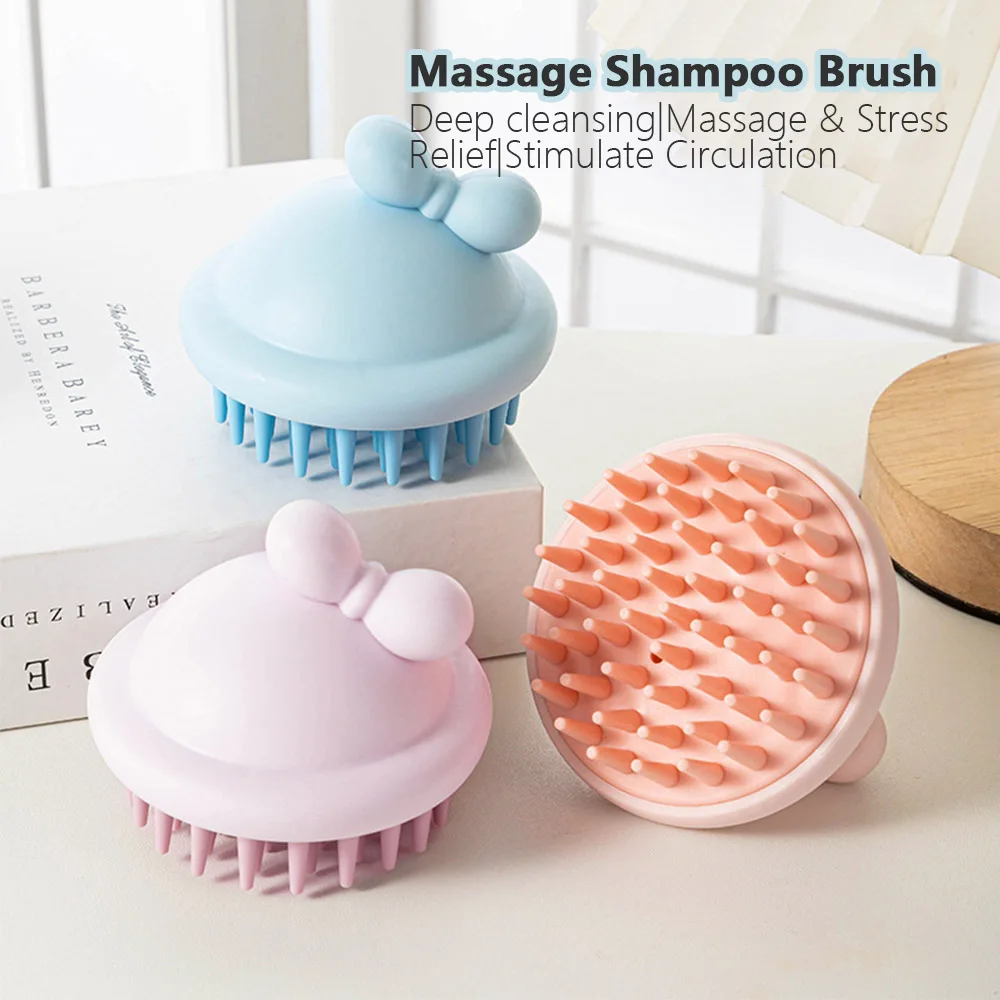 Массажер для волос с мягкой щетиной силиконовый отшелушивающий крем кожи головы