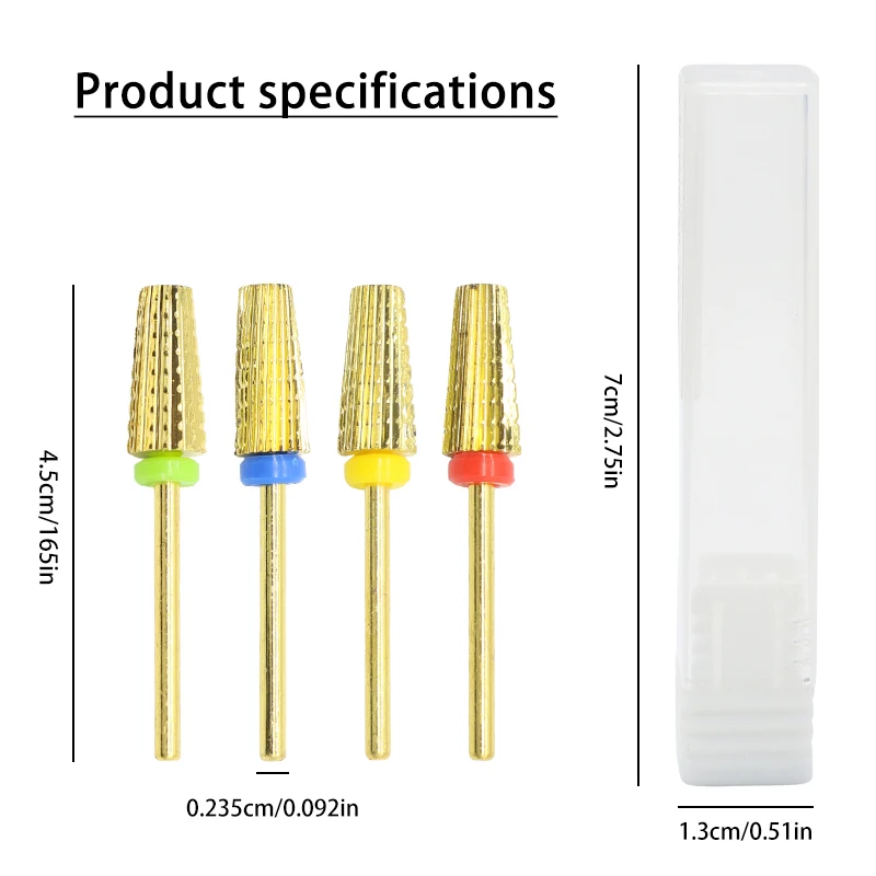5 в 1 конические 3/32 карбидные фрезы для ногтей с режущими сверлами магнитного геля