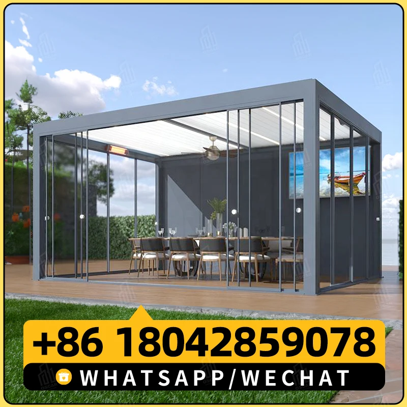 Водонепроницаемая беседка с электроприводом 4x3 наружная тент садовый навес