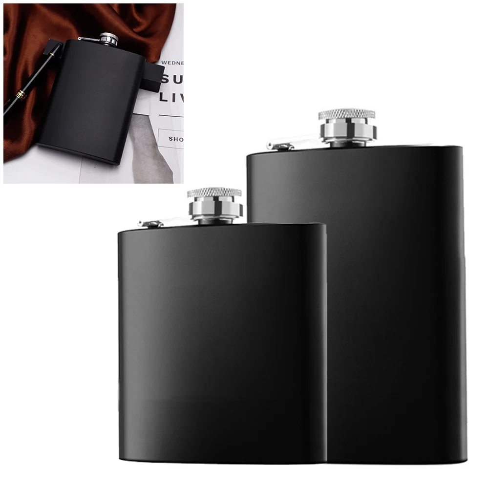 

6/8oz Luxury Pocket Hip Flask Black Leather Covered Small Stainless Steel Flask For Alcohol Portable Whiskey Flasks Gift