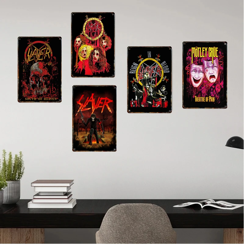Classic Heavy Metal Rock Band Poster Signage Tin Painting Retro Plaque Bar Club Movie Theater Modern Wall Art Decor Mural
