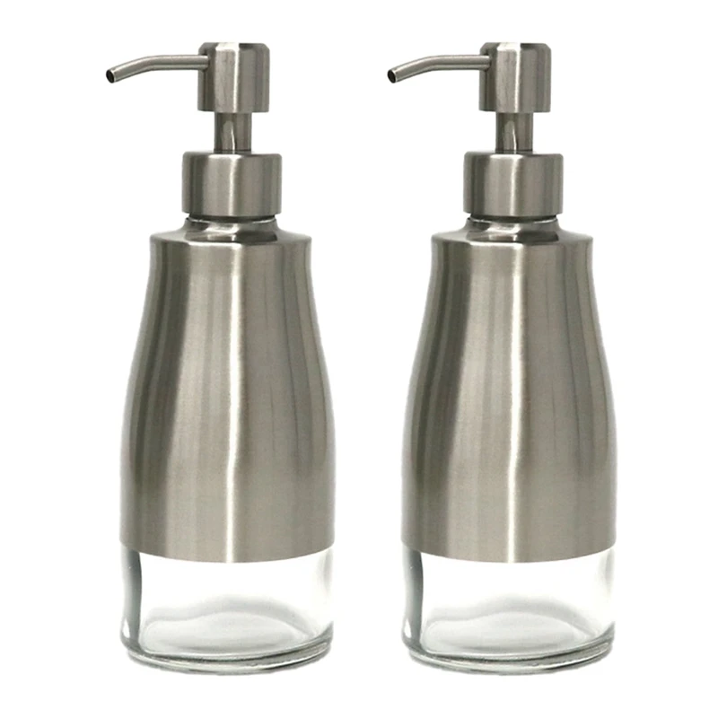

JFBL Hot 300ML Stainless Steel Soap Dispenser 2 Pack, Brushed Nickel Liquid Hand Soap Dispenser For Bathroom, Kitchen, Counterto