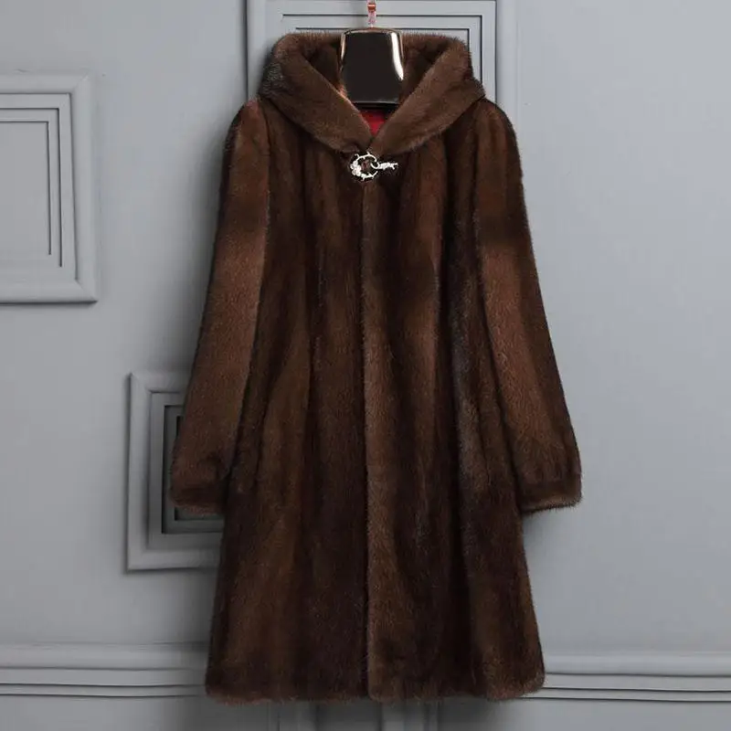 New Imitation Fur Mink Coat Women's Velvet Long Whole Mink Mink Fur Winter Coat Women  Fur Coat Women  Fur Coat