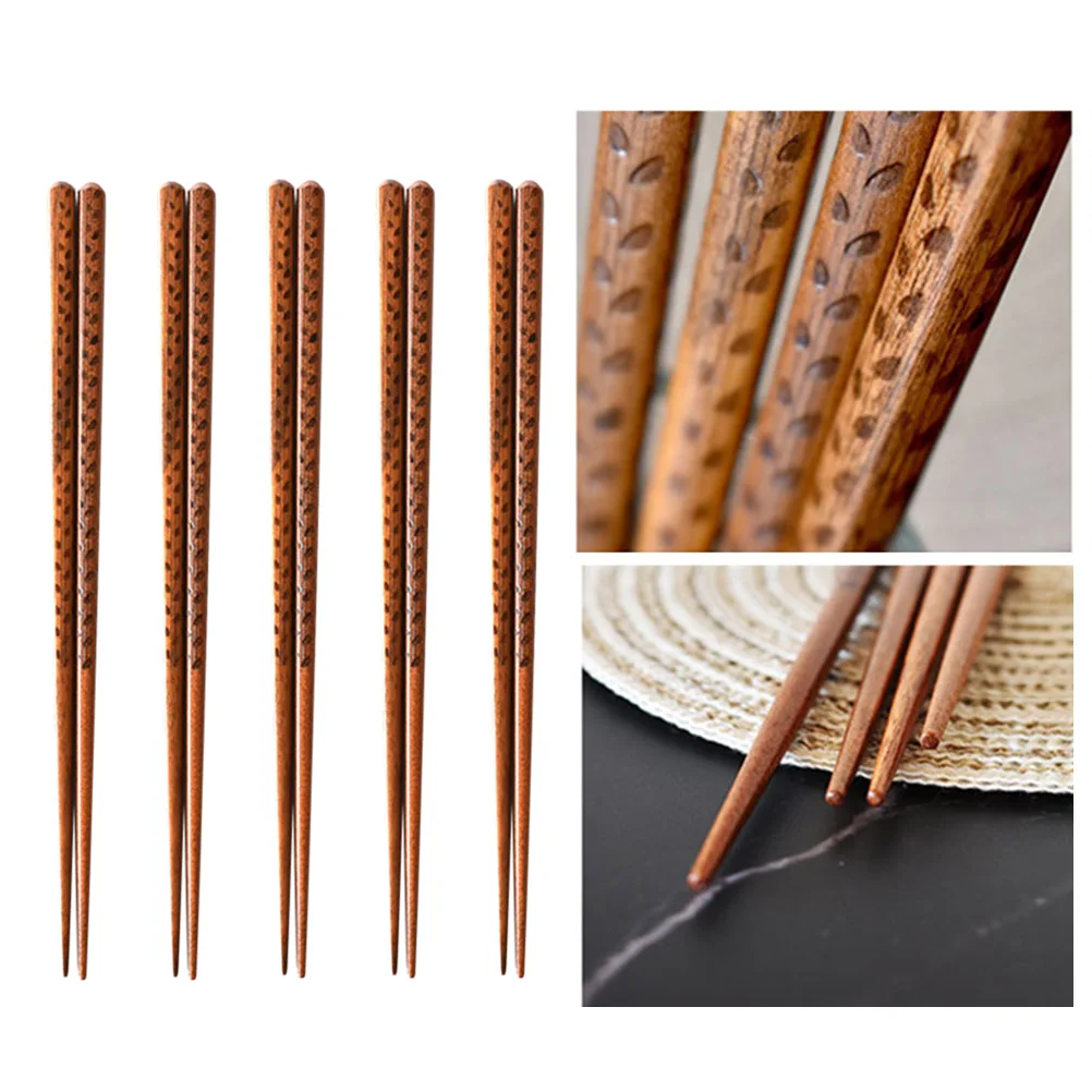 

10pcs Wooden Sushi Chop Sticks Set Rice Tableware Grain Pattern for Home