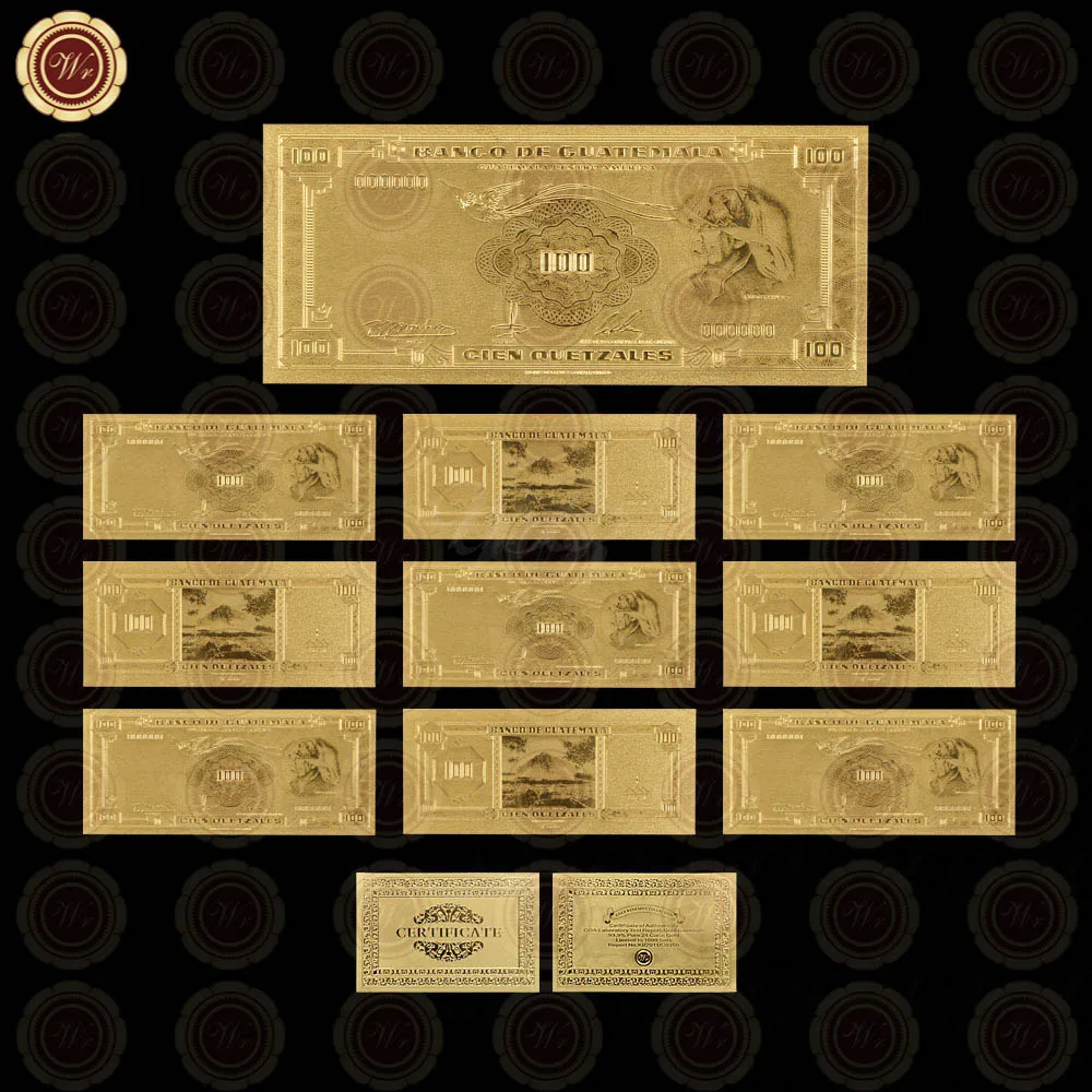 10 шт./набор позолоченные памятные банкноты 100