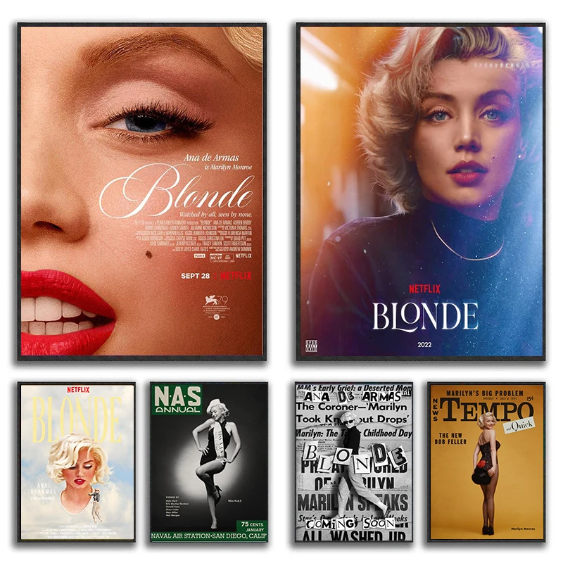 

2022 фильм блонд, артикул Мэрилин Монро, фильмы жизни, печать на холсте, плакат для гостиной, Декор, домашняя Настенная картина