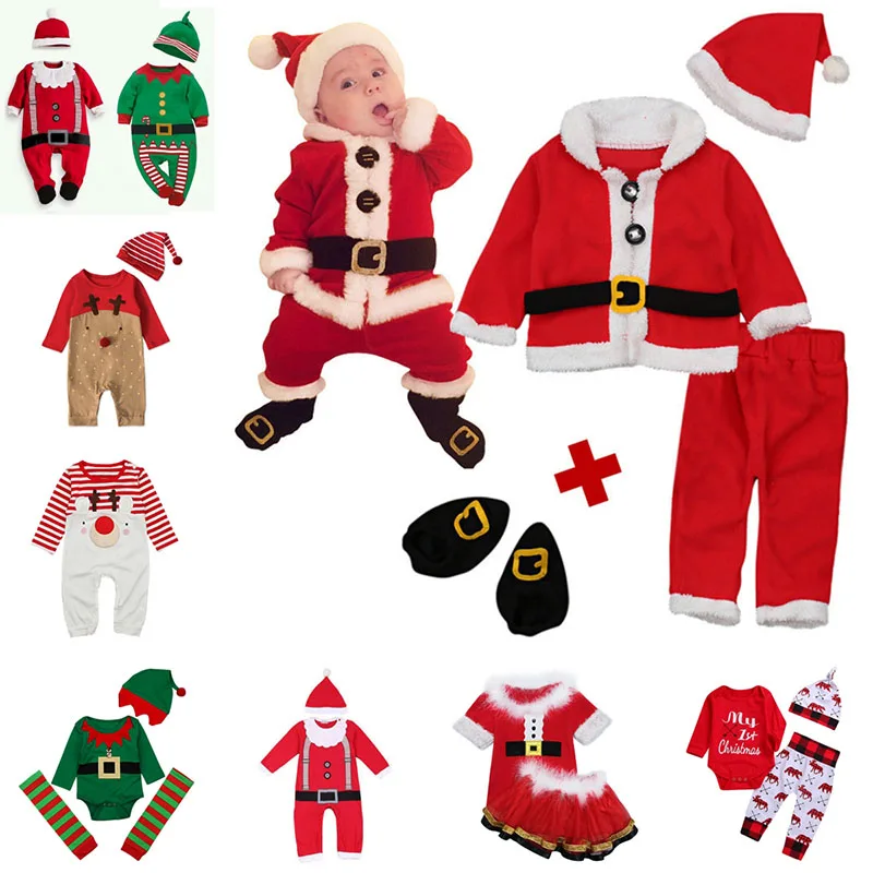

Cute Kids Long Sleeved Christmas Elderly Cosplay Clothing Kawaii Striped Christmas Home Clothing Christmas Elk Plush Jumpsuit
