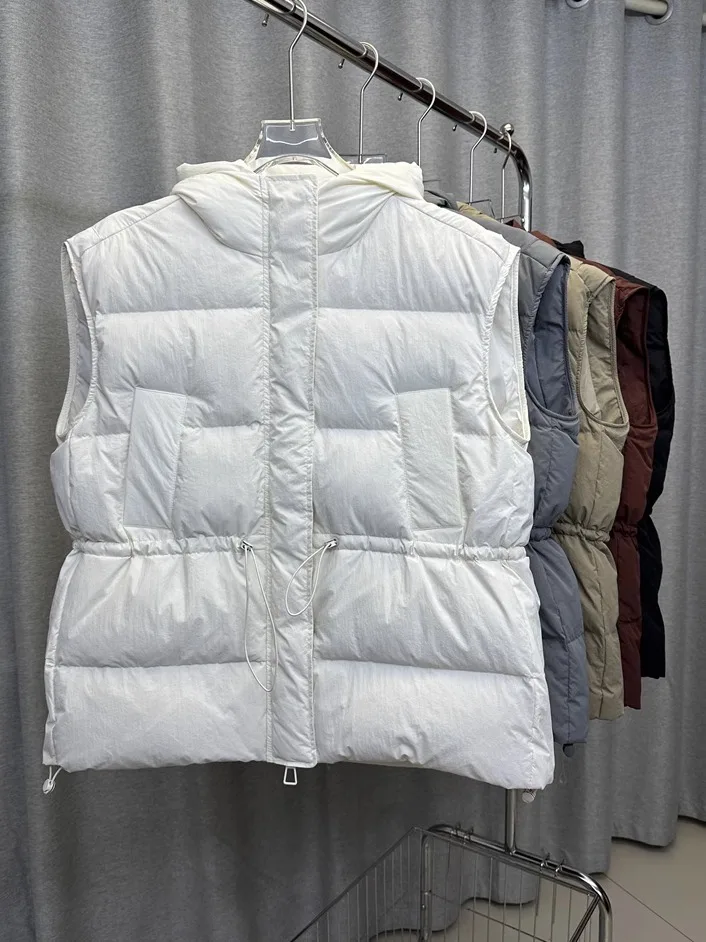 Missfofo Большой размер облегающий талию пуховый жилет женский короткий 2024 новинка