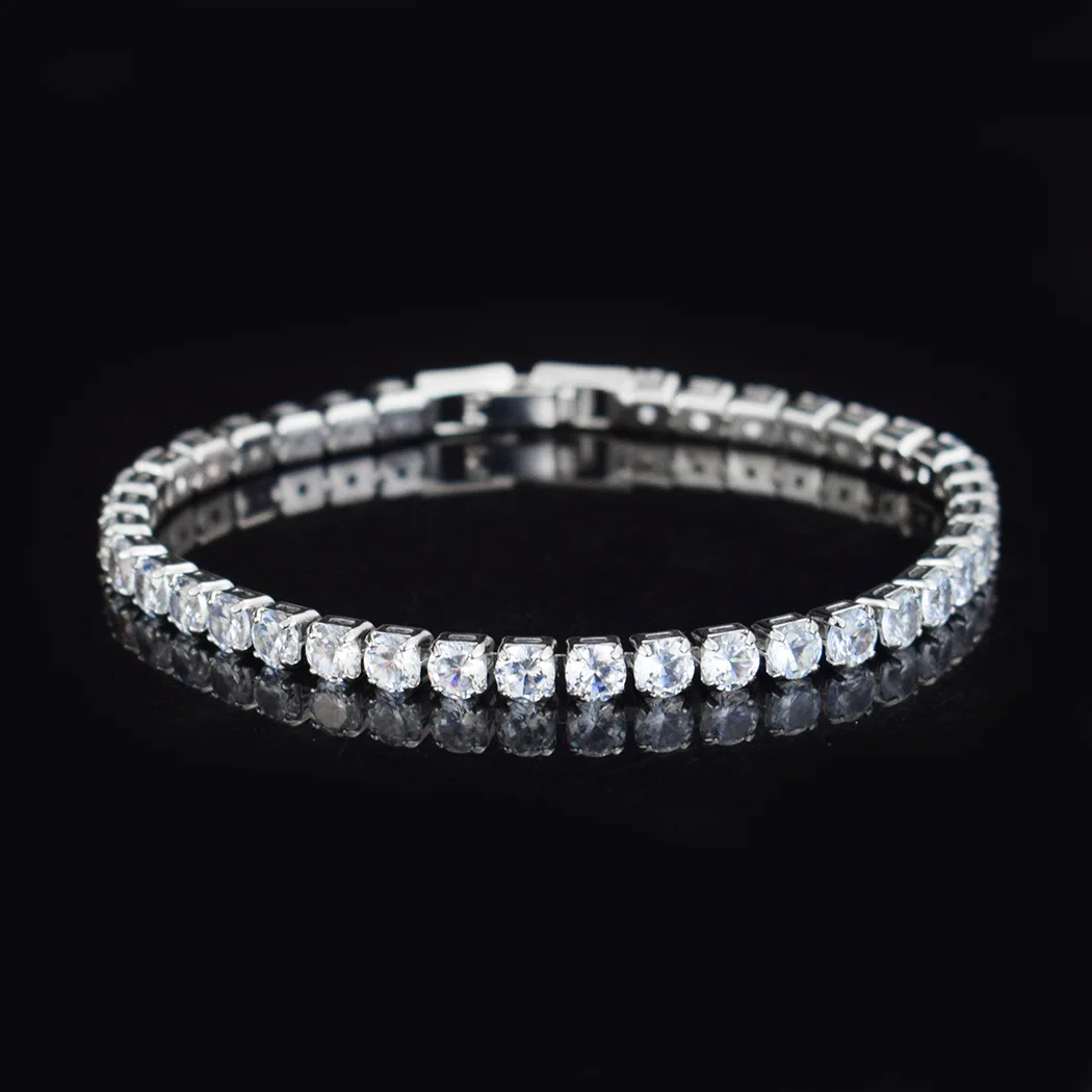 

Women Tennis Chain Bracelets Fashion 4mm Cubic Zircon Crystal Silver Gold Bangle Wedding Party Friends Party Cuff Gift Jewelry