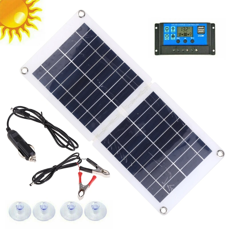 

60W Dual USB Folding Solar Panel Kit Mono Caravan Boat Camping Charging for Moblie Phone Tablet Computer Products High Quality