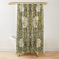 William Morris Shower Curtain,Green Shower Curtain Set for Bathroom Heavy Weight Fabric Decorative Bath Curtain Washable Curtain